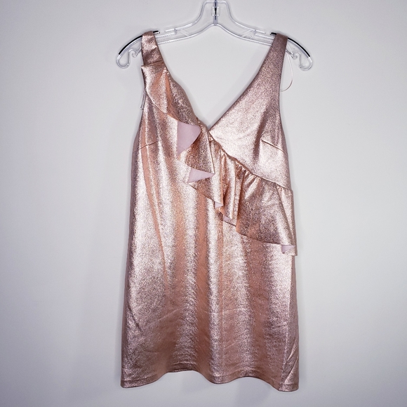 Zara Trafaluc Collection Ruffle Mini Dress Small ROSE GOLD Color - Picture 7 of 7